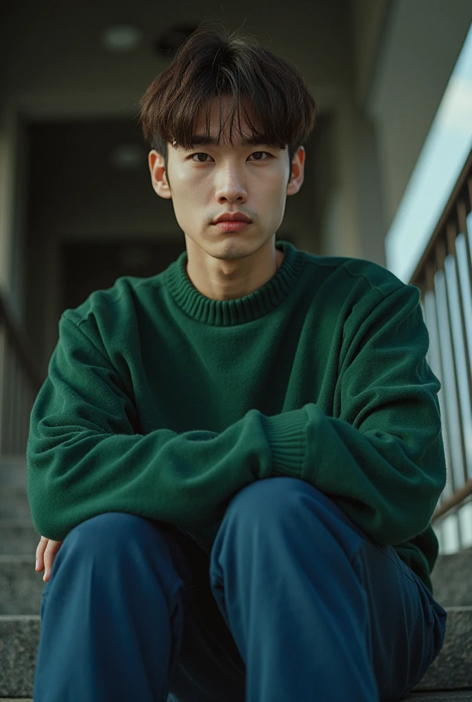 masterpiece, absurdres, high quality, realistic,
1boy, sweater, sitting,
outdoors, park, bench, sunlight