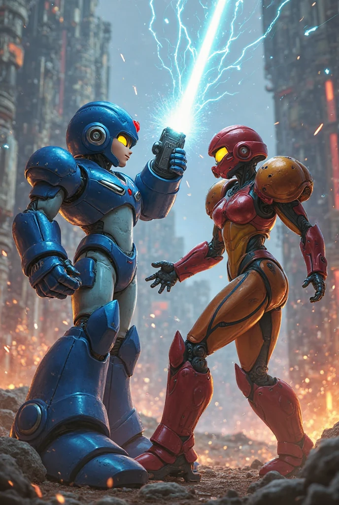 milla jovovich sendo personagem da franquia de jogos megamen CAPCOM