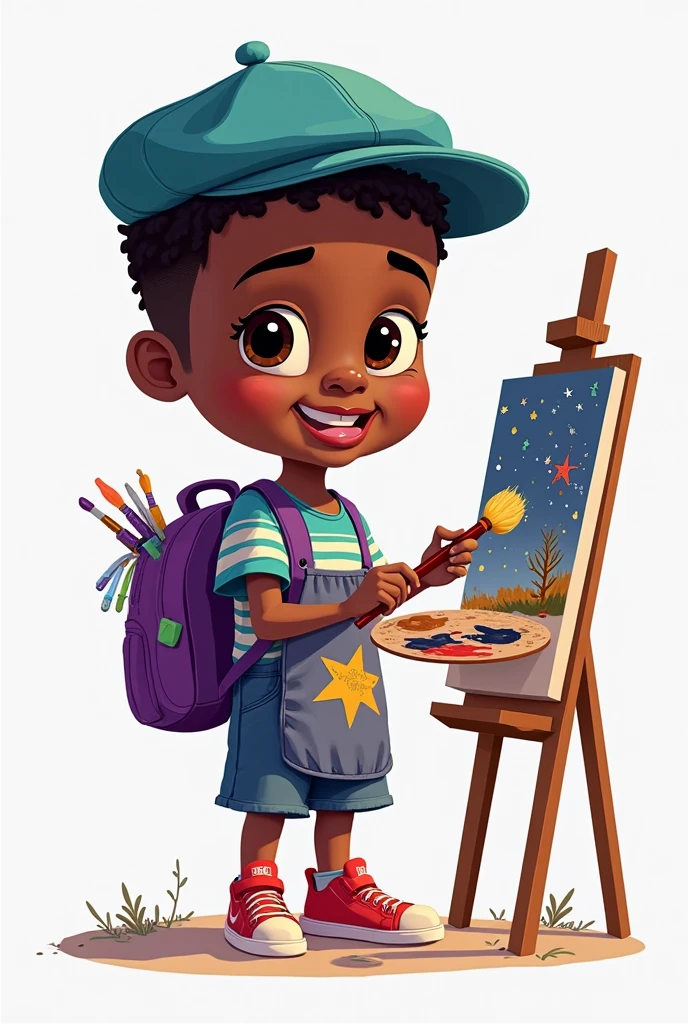 (cute black baby boy with beret smiling with a paintbrush painting a boat), Munchkin ,Geometric multidimensional wall portrait, livro de arte, Tchibi,
Yang08k, Beautiful, Colouring,
Obras, of the highest quality, best quality, Arte Oficial, Beautiful and Aesthetic,