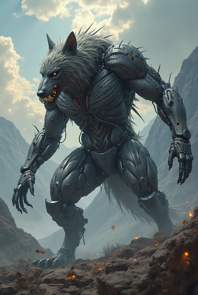 Rês and black, a full body berserk werewolf, solo, in the style of Mork Borg, strong contrast, grunge dirty punk splash art, black metal zine --auto --s2