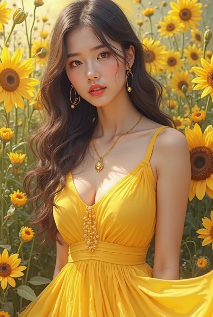 8k, best quality, Medium close-up, (yellow kebaya )、(luxury kebaya ),(top-quality,​masterpiece:1.3,超A high resolution,),(ultra-detailliert,Caustics),(Photorealsitic:1.4,RAW shooting,)Ultra-realistic capture,A highly detailed,high-definition16Kfor human skin, Korean See through Bangs hair, Cute and lovely Korean girl, realistic, ultra detail, photo realistic, Increase quality, 
 standing in a garden with a scarf, garden, (large breast), (cleavage ), close-up shot,  mouth,dark-haired, long hair, (depth of fields、chromatic abberation、Wide range of lighting、Natural Shading、)、(Exterior light at night:1.4)、(Hair swaying in the wind:1.2).