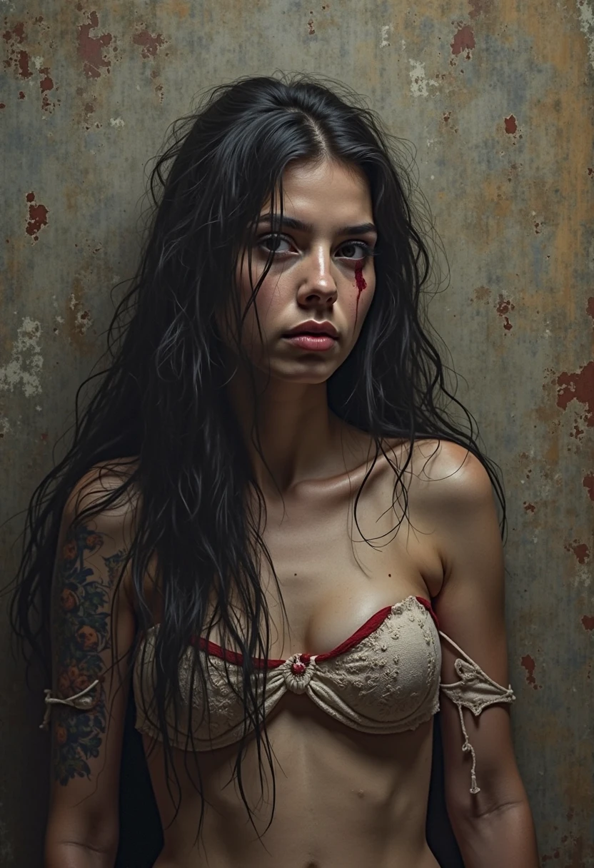 masterpiece, top quality, (high detail:1.2), Nasty female monsters, Nasty beasts, corner, stage phobias, Body, corpses, rotten meat, rotten skin, zombie, blood, Nasty, broken bone, Bones, A skeleton, a lot of dried blood and clots death, horror, darken , shadows, swamp, horrifying creatures body rotten, sharp objects, living death, pni, zombies, blood, rotten organs, intestines, gloomy, creepy, virus, viruses and spores, Mutants, Mutations, altered DNA, sunset, strange creatures, post-apocalyptic, amputation, injury, Beats, bites, Lacerations, hematomas and teratomas, post-apocalyptic background,1 girl, blood tears, big breasts, posthumous eyes, strange, tear the skin, Blisters, rotten, fungus, Cold, dirt, human waste.