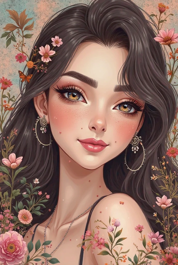 Logo pour une prothesiste ongulaire
Avec comme nom Etern’Elle
Brune, green eyes full of bright colors, orange, rose