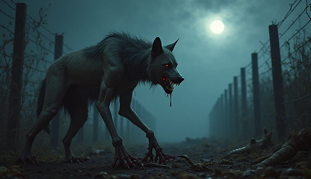 mascotte chien parc d'attractions qui fait peur avec du sang
