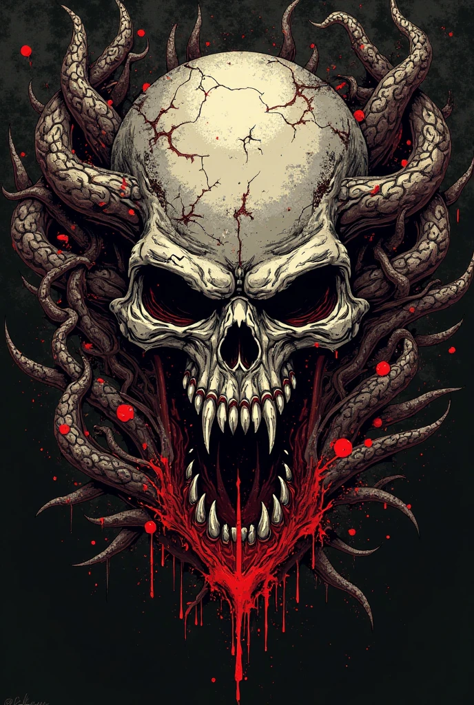 a close up of a skull with a fire in front of it, scary detailed art in color, macabre art, fiery skull contemplating life, horror fantasy art, shamanic dmt horror art, death metal album cover, adorned with demon skulls, detailed 4k horror artwork, dark fantasy horror art, flaming skull, highly detailed dark art, horror artwork