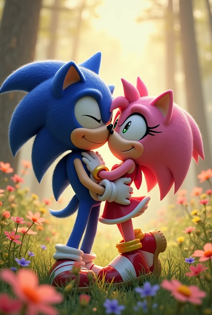 Sonic the hedgehog fucks Amy Rose in the them house, Sonic cumming a lot of sperm inside Amy, and her stomach grows from sperm, and in a small window it shows that inside her uterus the sperm has reached the egg
