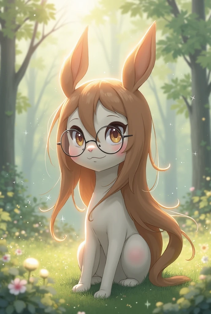 best quality,best resolution,(fluffy anthro furry :1.6),(young :1.8), cat girl,small breasts,long hair,wavy hair,black hair,green eyes,glistering eyes,sparkle eyes,ultra detailed eyes,naked,circle glasses,flower hair ornaments,white fur,black car tail,black cat ears,sparkle stars background,flower embroidery surrounded girl,night,(falling stars),legs in water,sweating,soak hair,soak body,soak arms,soak legs,sweating,glistering dusts surrounded,light and shadow,full face blush,heart expression eyes,heart eyes,looking at viewer,embarassed face,:o