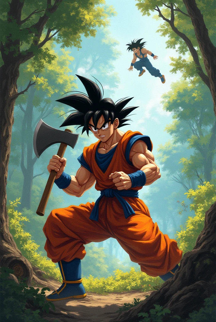 A muscular shirtless Goku, Son Goku showing off his well-defined muscles, clenching his fists, bara, massive pectorals, perfect abs, ultra-detailed, (best quality,4k,8k,highres,masterpiece:1.2),ultra-detailed,(realistic,photorealistic,photo-realistic:1.37),HDR,UHD,studio lighting,ultra-fine painting,