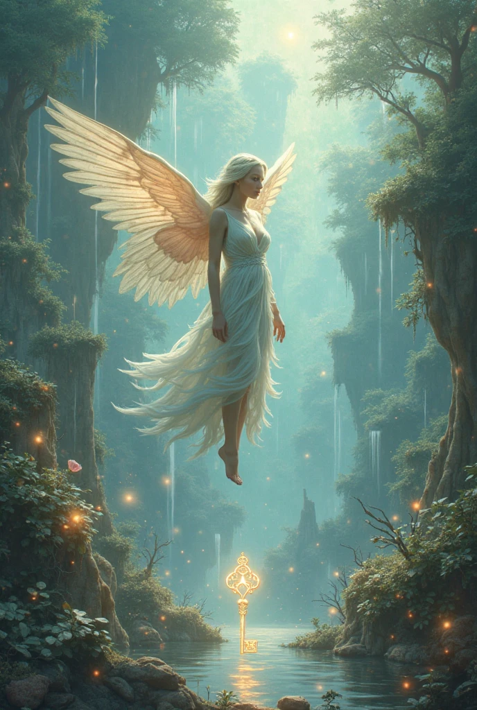 Suddenly an angel rose from the river and brought a golden ax in front of Kathuria in the forest