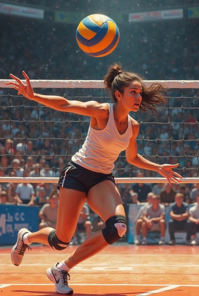 zehra gunes with volley ball background