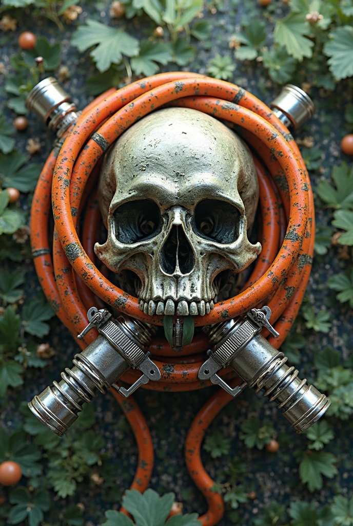 A stunning steampunk-inspired 3D rendering of a gold, black, cobalt blue, and orange metal skull. The intricate design features screws, nuts, rods, and rivets, with small leaves and fruits surrounding it. A lit candle casts a warm glow on the sculpture, creating an eerie yet captivating atmosphere. The artist's signature, "SIVANANDA," is prominently displayed in small cursive script at the bottom of the design, accompanied by fun typography. Below the signature, the author's name, "Created by LNS," is written. The image is captured in an isometric view with professional lighting, showcasing the impressive craftsmanship and attention to detail., typography, portrait photography, 3d render, photo.