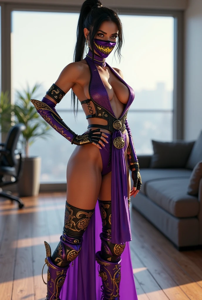 mkmileena, usando mascara da mileena, 8k, max quality, melhor qualidade Canon Eos R6, obra-prima, altamente detalhada: 1.2,