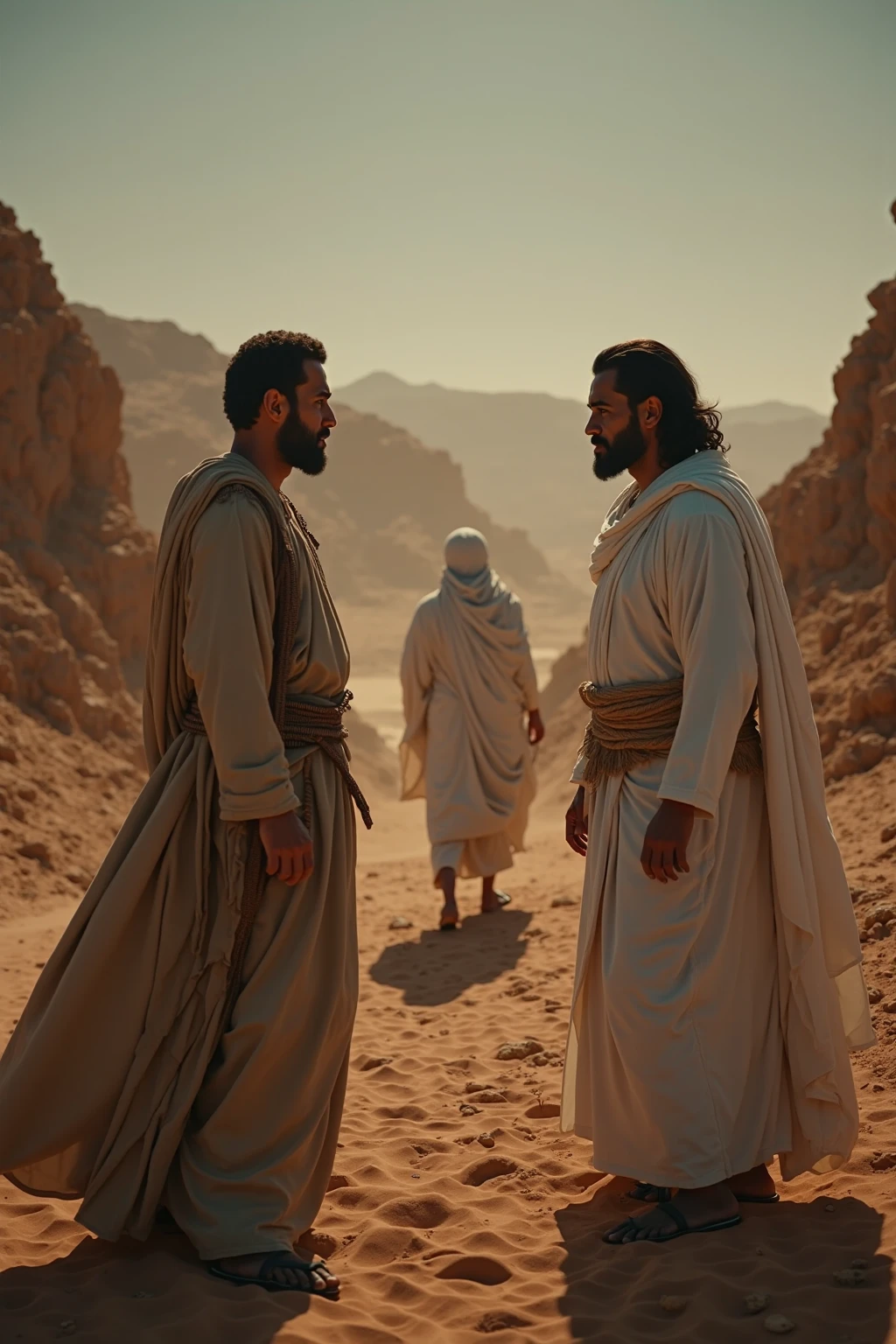 A scene where Moab and Ben-Ammi, already adults, lead their people, with the cave where they were born represented in the background, symbolizing the origin of their nations.