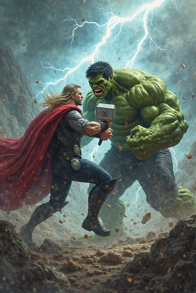 Hulk and Thor doing workout