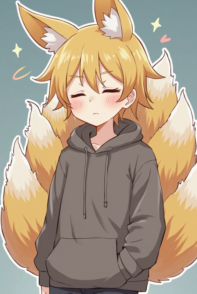 kendomurft, vtuber, femboy, yellow hair, violet eyes, student clothes, Ears in hair, yellow tail, Blushing, happy, long sleeves, white clothes, black chalequito, short hair, whole body, long nylon, chaleco negro, sex, pene, sexo, otro chico desnudo, sin pantalones