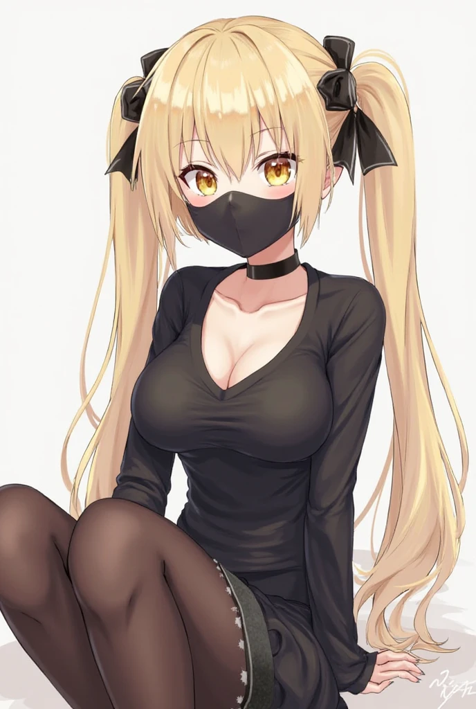 yellow hair,small breasts,Completely naked,twin tails,girl,slave,During heavy work,exposed,Man juice transparent,black mask