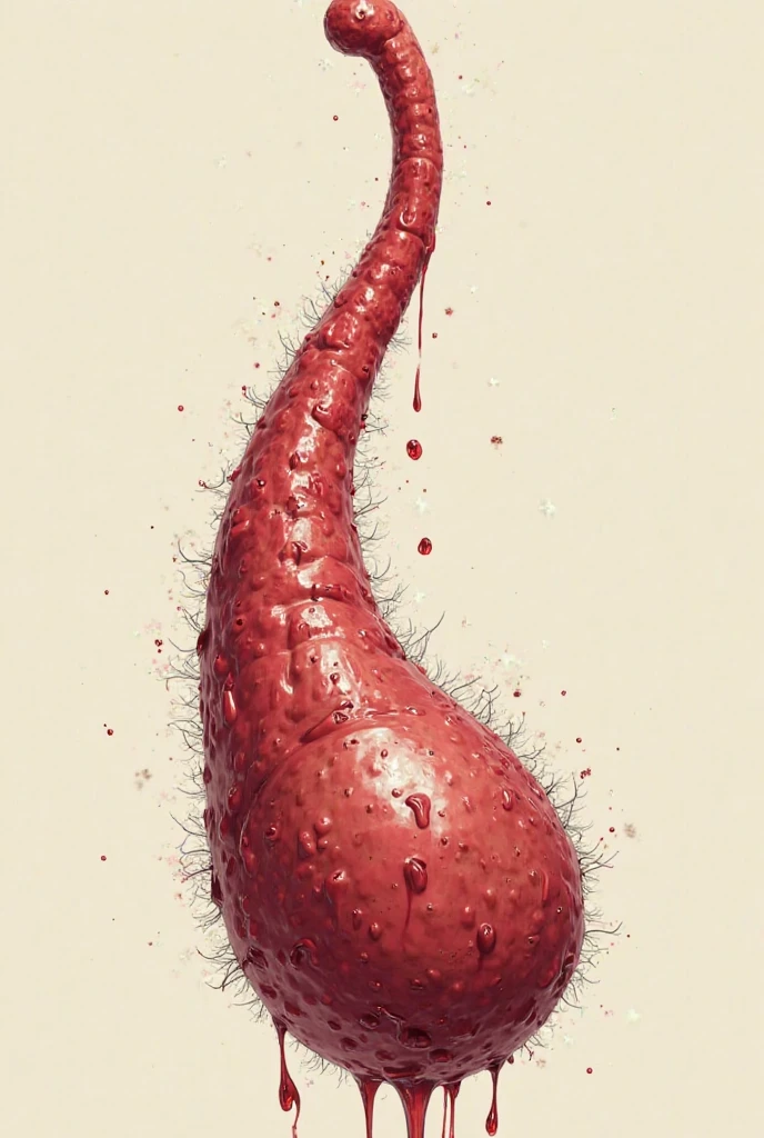 Draw a colossal penis ejaculating blood 