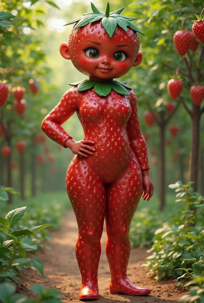Strawberry alien with strawberry texture  jumpsuits , giga_busty