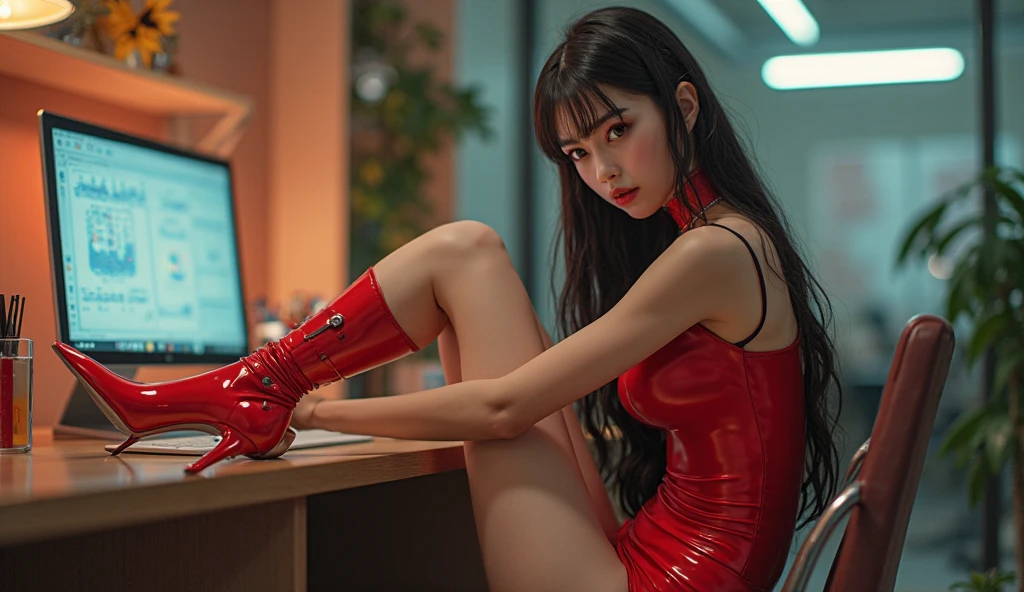 Photorealistic,masterpiece, anatomically correct, textured skin, ccurate, high quality, 8k,sleek legs