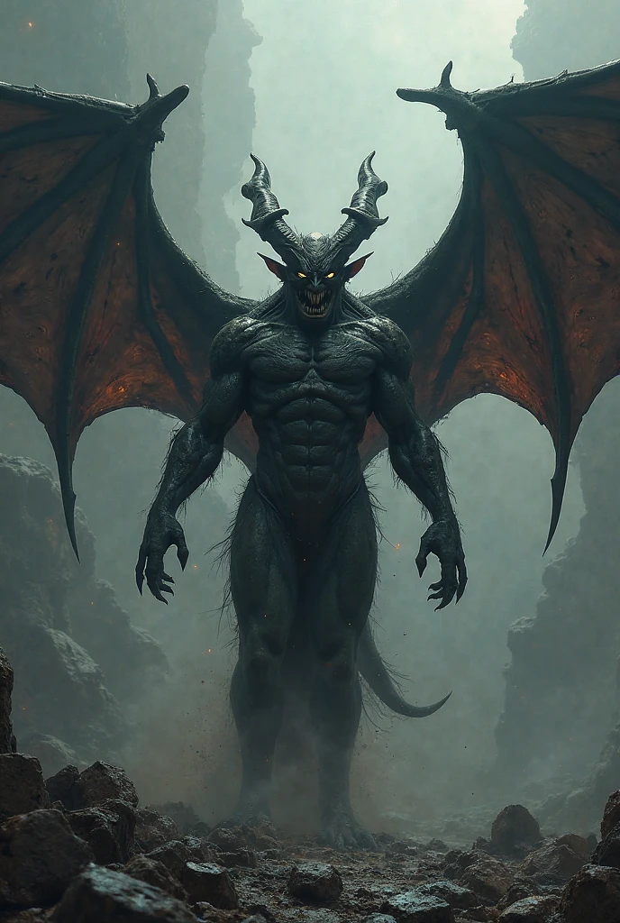 Lucifer king of hell with tail