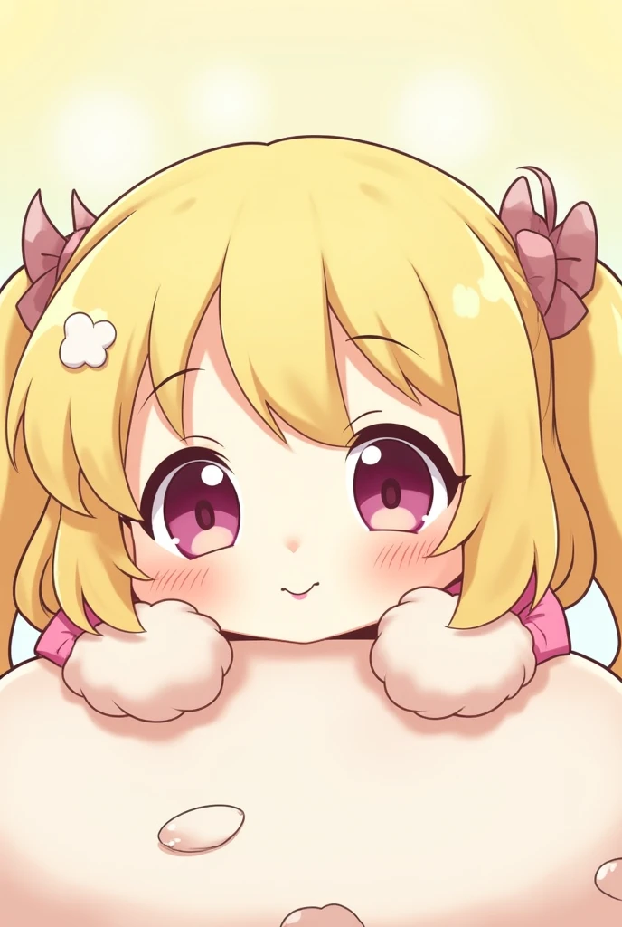 ((masterpiece))((Highest quality))girl、Laughing with your mouth open、blush、Flat Chest、Are thin、Blonde Hair、blush、Are standing、Whole body image、Eye level on face、、No background、Hair is two colors、Twin tails、Red Eyes、Two-tone red and yellow hair、Completely naked、Greeting with pussy