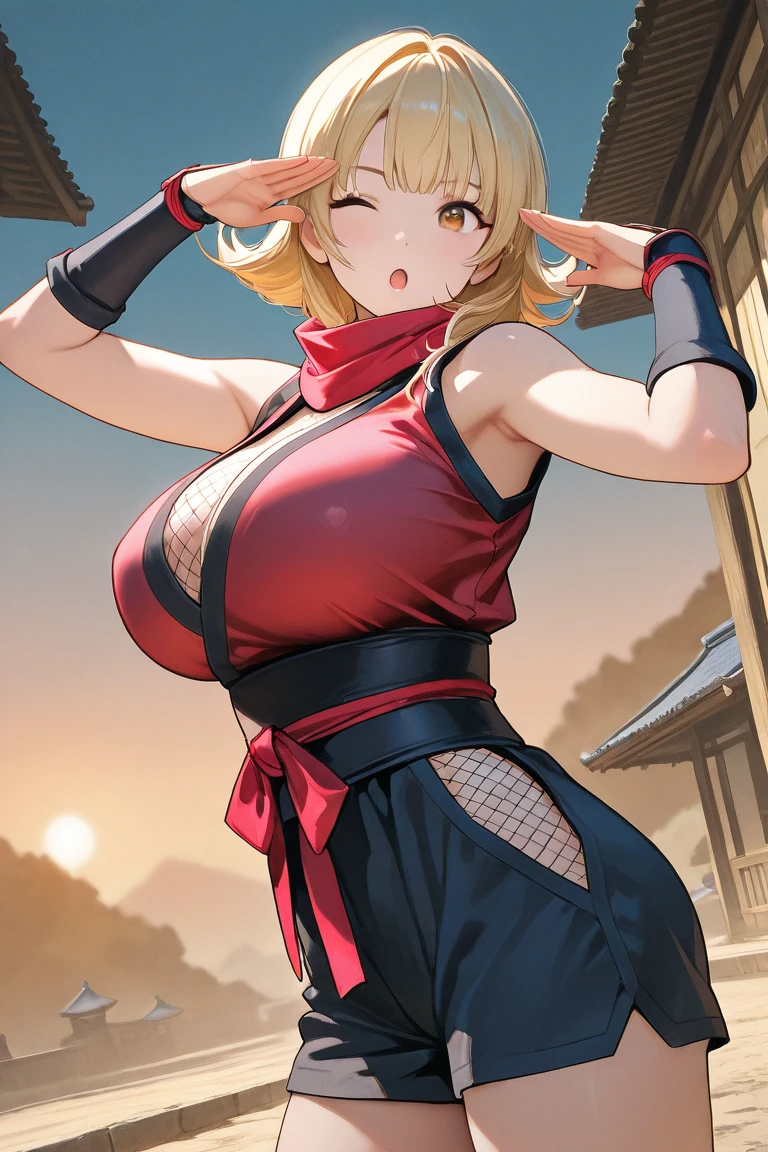 Chica de ojos grandes, ((kimono)), big breasts, (2d line:1.3), jolyne