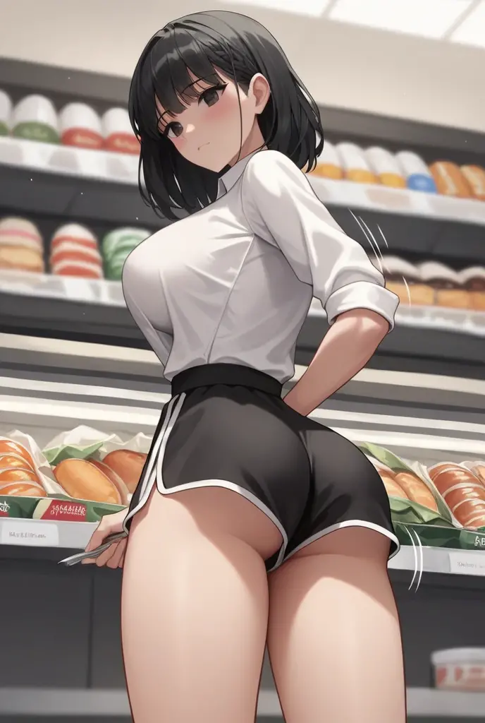Huge ass, 1girl, Hyperass,,( Crackling at the junction:1.3), Get undressed, venus body, public hair, (big breastes:1.0), hight resolution, Looking Back, Original, Pants off, 独奏, Sexually mature NSFW female, Teacher, (Sexy position on the table:1.1), short black hair, sitting on top a table, red eyes, nsfw, simple background, no background, flat background, empty space, nsfw, hyper boobs