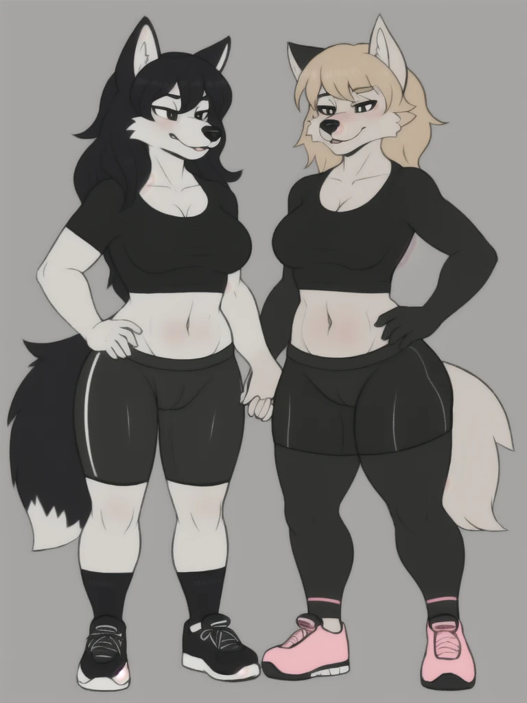  Draft Sketch (((sfw))), (((femboy))) ((anthro)), (two characters), (duo), ((isabelle)), ((loona)), (gigantic bulge under pants:1.5), beautiful and detailed, by quotefox, by keffotin, Ross Tran, by ruan jia, by zaush, by foxovh, lighting cinematic, seductor, foxovh rilea canid canine mammal 2023 digital_media_(artwork) digital_painting_(artwork) shaded anthro, (wide sexy butt), girly, female curves, wide hips, lean female body, femenine male, standing, posing seductively,  ((black eye liner)), ((black lips)), ((black arm sleeves)), ((black stockings)), (wearing short pants), flat chest