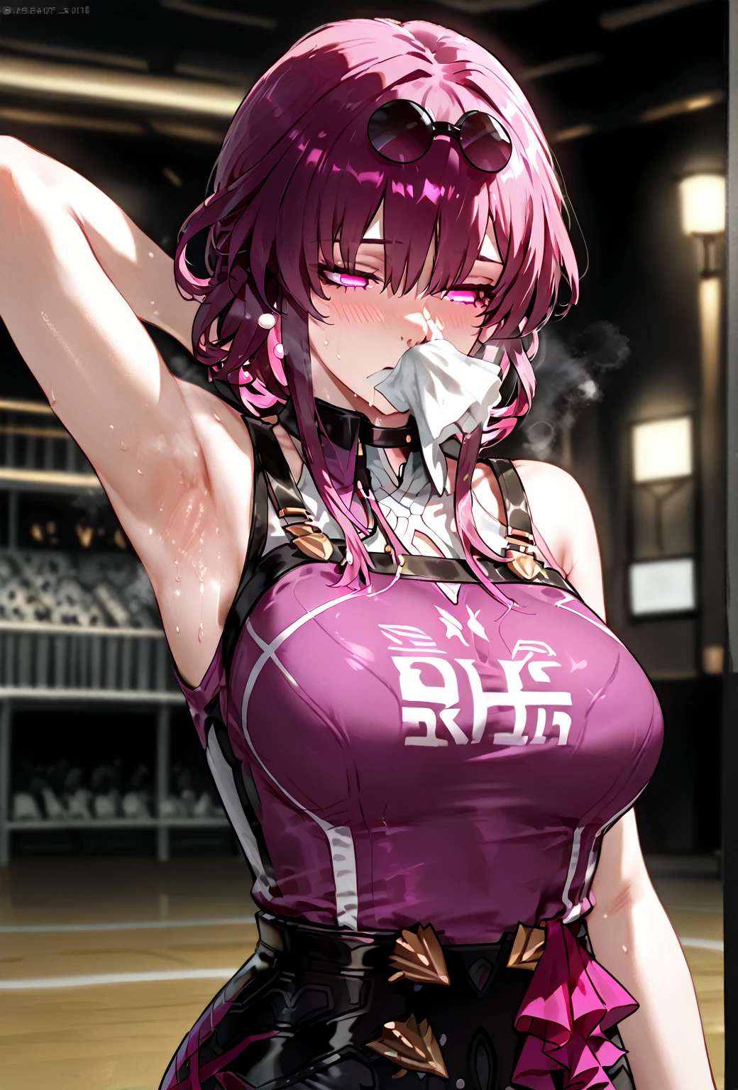 Anime hot girl, sexy uniforms, tight
Purple hair
