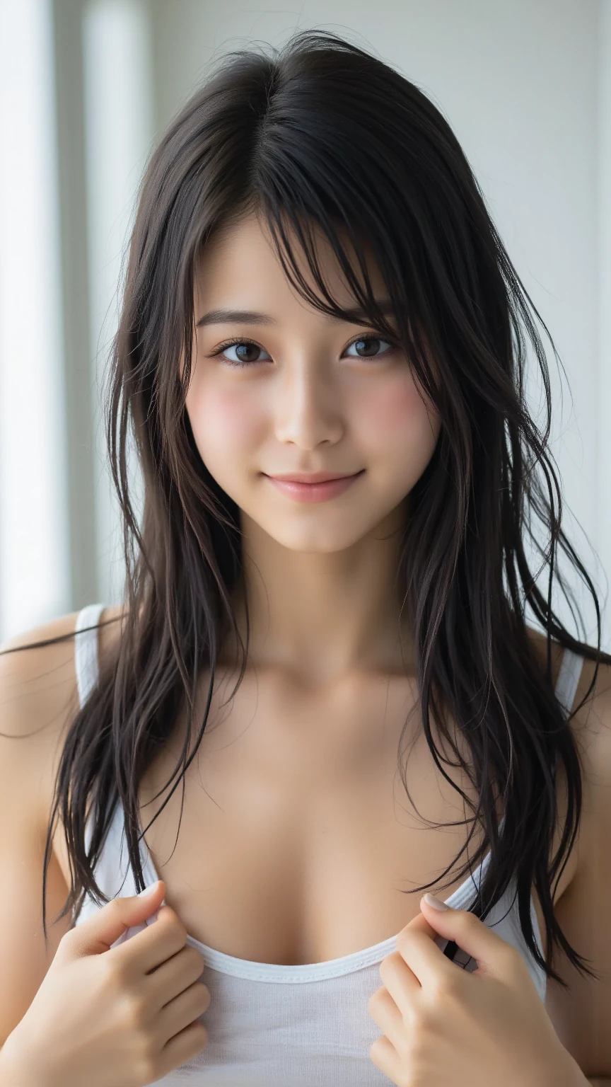 1girl,16years old,Beautiful face, smile,big round eyes, curly hair,((flat chest)),breast ,((small breasts)),Japanese female, round face, body,front,(otl, tan:1.3), (side-tie bikini bottom, :1.2) , beach,8k, RAW photo, highest quality, masterpiece, High detail RAW color photo professional close-up photo,realistic, photo realism:1. 37, highest quality, best shadow, best illustration, ultra high resolution, highly detailed CG unified 8K wallpapers, physics-based rendering, cinematic lighting,
possessed an angelic smile that charmed audiences from her debut,Clear and translucent skin: Her skin had a clear and translucent quality, exuding a sense of cleanliness and a healthy glow,Lovely expressions: Her expressions were lovely, radiating a pure innocence reminiscent of a young girl,had large eyes and long eyelashes that were striking and captivating,Her hair was soft and voluminous, adding a touch of feminine delicacy,She had a delicate and slender figure, enhancing her adorable appeal,
The smile line around her mouth was beautiful, accentuating her charm,Angelic smile,Clear and translucent skin,Lovely expressions,Large eyes and eyelashe,Soft and voluminous hair,Delicate physique,Beautiful smile line