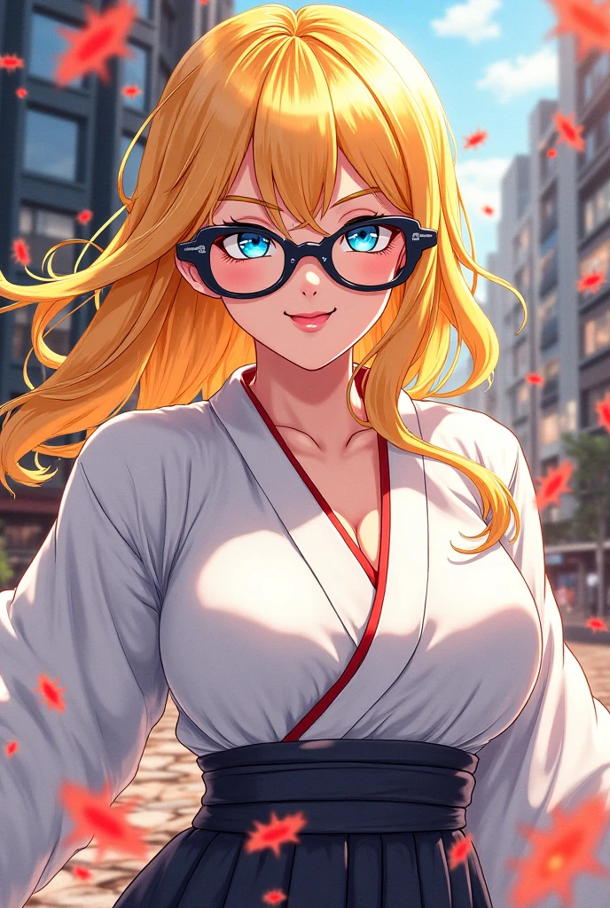 1 girl, full body stand, glasses, ideal breasts, unbuttoned yukata, loose hair, smile, put his face closer to you, face blush, night light, detailed anime face, beautiful eyes, detailed hand, long eyelashes, detailed lips, detailed skin, intricate details, elegant, beautiful lighting, cooled colors, cinematic, soft focus, masterpiece, 8k, ultra-detailed, (best quality, 4k, 8k, highres, masterpiece:1.2), ultra-detailed