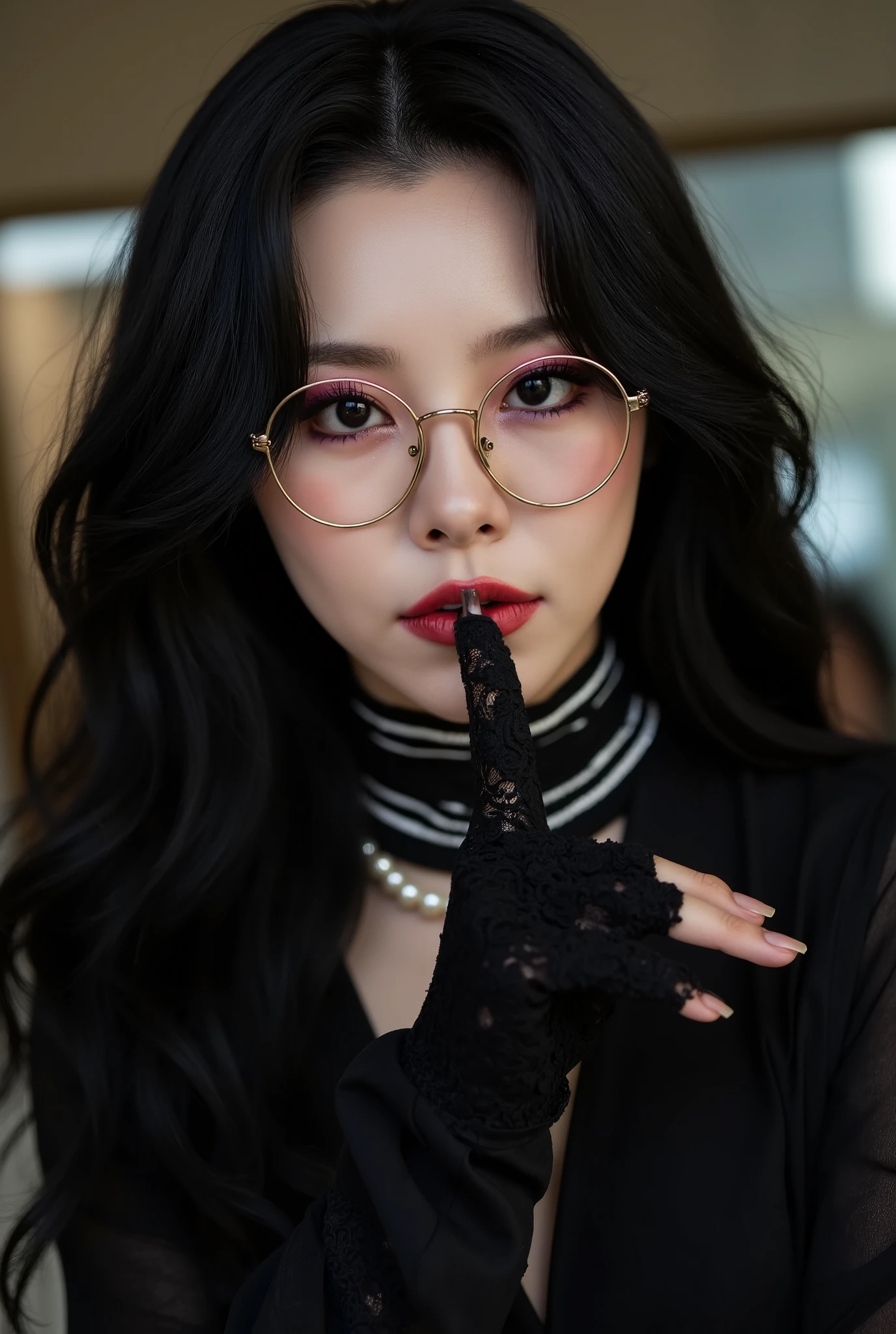 (8k, best quality, masterpiece:1,2), (realistic, photo-realistic:1,37), top quality, masterpiece, Slim, (Wide hips, Thick thighs), Scared, Slender, view the viewer, bound arms, arms back behind, (Dress shirt, tie, pencil skirts), in office building, (Masterpiece), (Best quality:1.2), absurderes, Intricate details, (Highly detailed skin:1.2) ballgag ,nose hook