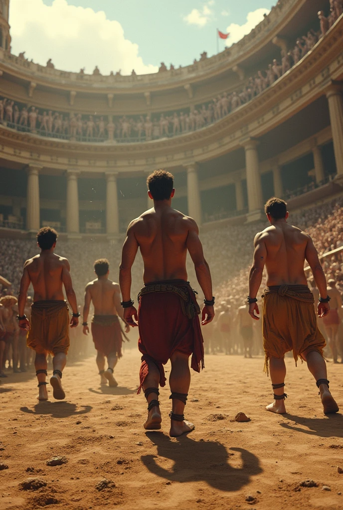 Create an image of the naumakiah in the coliseum