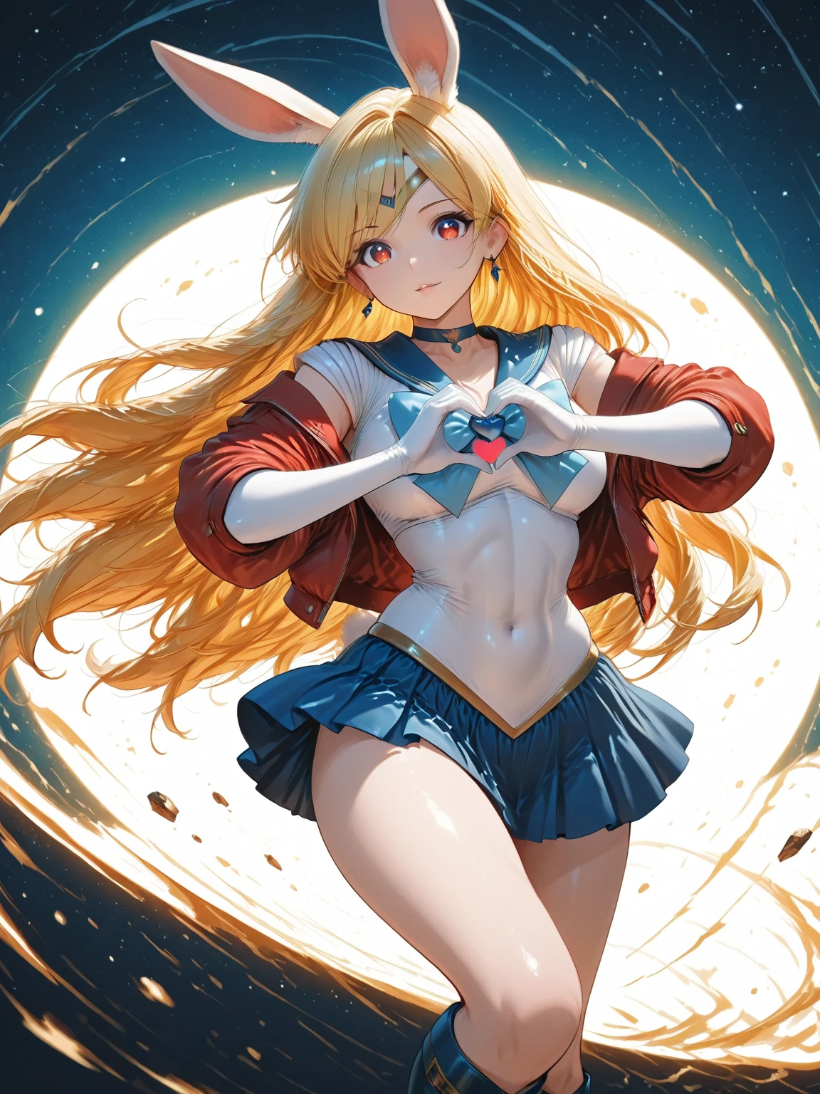 girl, sweat, steam, medium breast, shy, detailed hand, looking at viewer, sailor venus