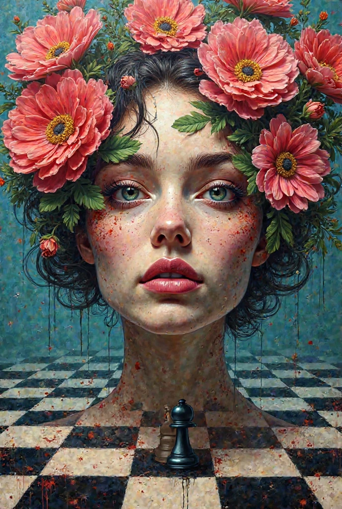 masterpiece,best quality,<lora:tbh163-sdxl:0.9>,illustration,style of Mike Worrall, decaying peonies