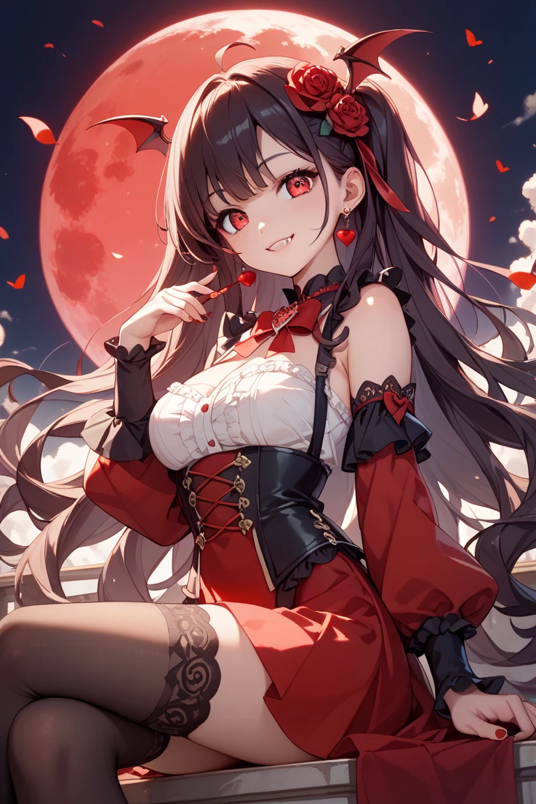 One girl, solo, High resolution, masterpiece, accurate, Anatomically correct, Winner of numerous awards, 最high quality, High-resolution model, High detail, high quality, Very detailed, Textured skin, Ultra high definition, Naughty face, Drop Shadow, Dracula,moonlight,Fantasy,Overlooking,noble,Low exposure,Cape