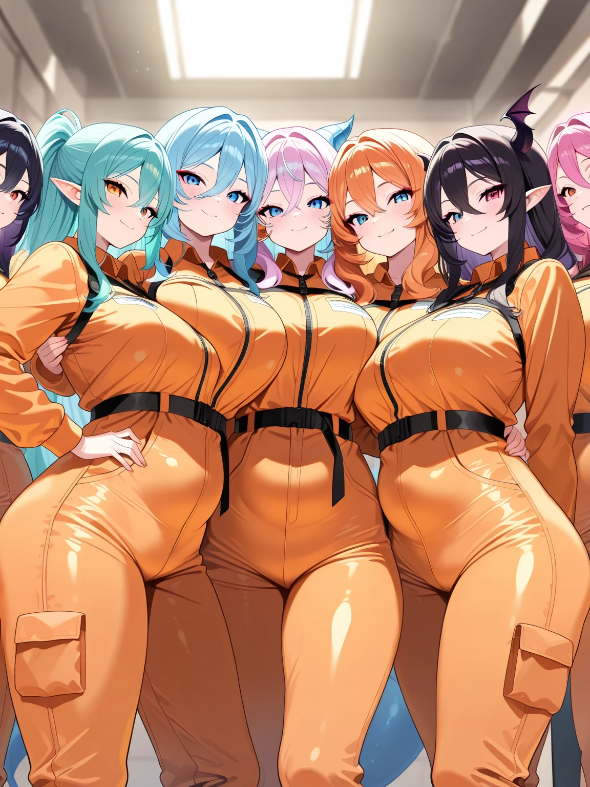 (Cute hips, ass to ass, side by side, focus ass, close contact girls:1.5, closeup ass, ultra close distance ass shot:1.5, hero rubber suits, heroine rubber suits, clothing ), (Back shot, from behind), Outrageous resolution、hight resolution、(masterpiece:1.4)、ultra-detailliert、Crisp details、Dramatic and photorealistic pictorial art、Super Sentai Series、Megaranger、Hero Mask、(reddish、verdant、A black、amarelo、pink there、Fivesome)Righteous heroes、