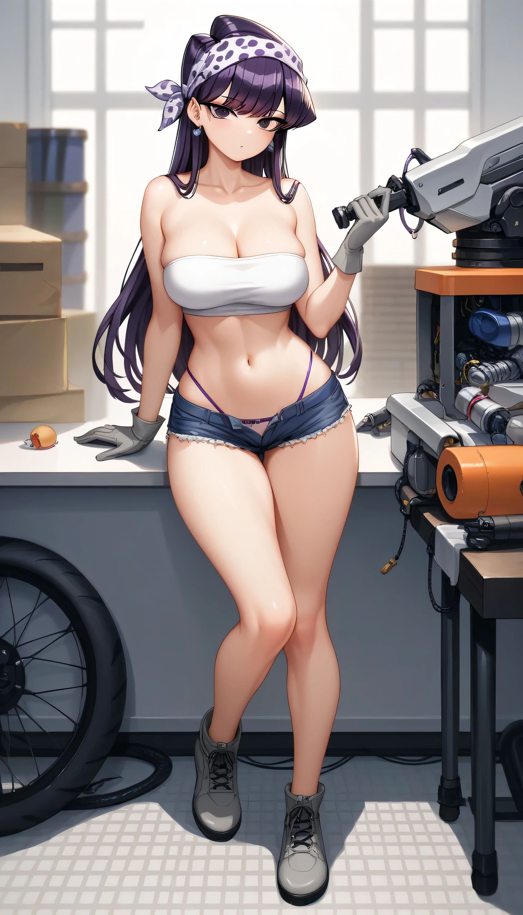 best quality,ultra high res,1girl,solo,white background,full body,JK,silver hair,blue eyes,expressionless,bikini,sitting,