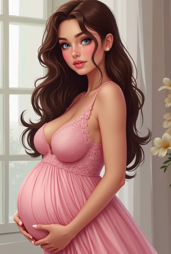 Hentai drawing Pregnant 30 year old blonde white woman with huge swollen breasts and buttocks and leaking breast milk
