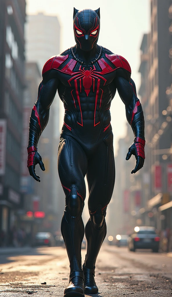 8k realistic image of handsome guy, Strongman, 25 years, Brown long hair, Brown eyes, Wearing a spiderman venom black suit tight and shiny, He has a black bandage on his arm, annoyed expression, Walking in the wide corridors of the palace, anime style art,big biceps,muscular body
