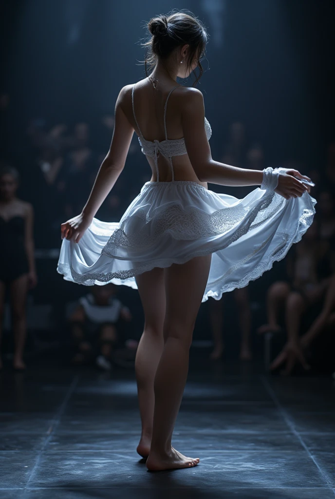 detailed face, 1 girl, breasts, (satin lined dress, thighs, garter), (wind lift), high heels, windy, open legs, (lace panties), (from below), (mysterious), grand ballroom, romantic waltz, (elegant), chandeliers, dancing couples, flowing dresses, candlelight, cowboy shoot
(intricate details, photorealistic, best quality, realistic, unrealistic engine 5, volumetric lighting, realistic lighting, depth of field, highly detailed CG unity 8k, smooth, masterpiece)