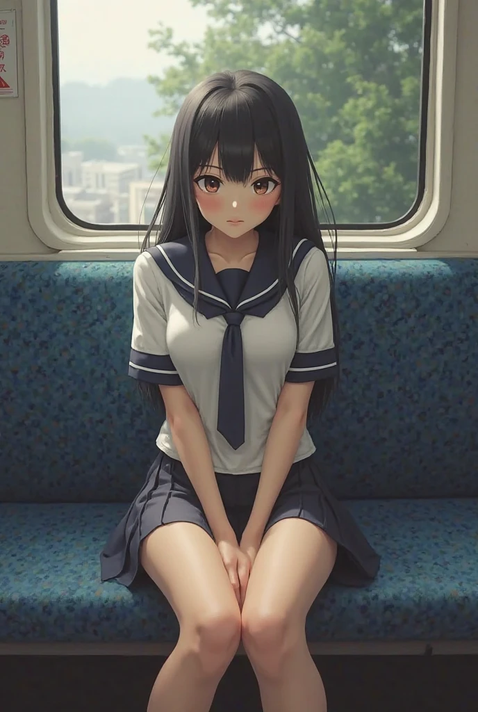 masutepiece、masterpiece、top-quality、ultra-detailliert、hight resolution、hight resolution、8K Portrait、Unity 8k壁紙のhigh-detailCG、Unity 8k壁纸、Cute little:1.5、Lori:1.5、Highly detailed CG Unity 8k wallpaper、逼真、realperson、Cute little、 Portrait photos、shinny skin、high-detail、(sixteen years old:1.2)、(1人)、Beautiful clear eyes、Ultra-fine depiction、delicated face、Lovely lips、skinny body、Big breasts thin waist、Thin leg、(On the train:1.6)、
1girl in, Cute, Perfect face, Seriously, (blush:1.5),((There are a lot of people nearby:1.4))
Big breasts,((School Uniforms:1.2)),(((Clothes lift:1.5))), (((Nipples))), Detailed description vagina,Show vagina,Spread legs,Spread ,((cum in vaginas:1.5))
