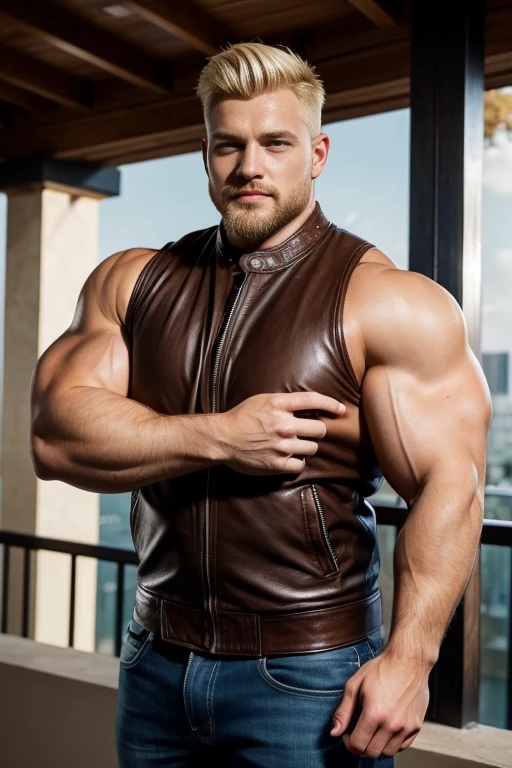 (masterpiece,Highest quality:1.2),solo,Male Focus,One person,Iskandar,Mature Men,big muscular man,Big muscles,View your viewers,Place your hands on your hips,Red panties,Thick thighs,Inside the room,red body hair,