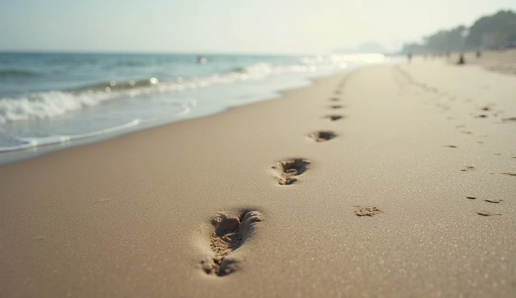 A Woman's Trail Footprints in the Sand