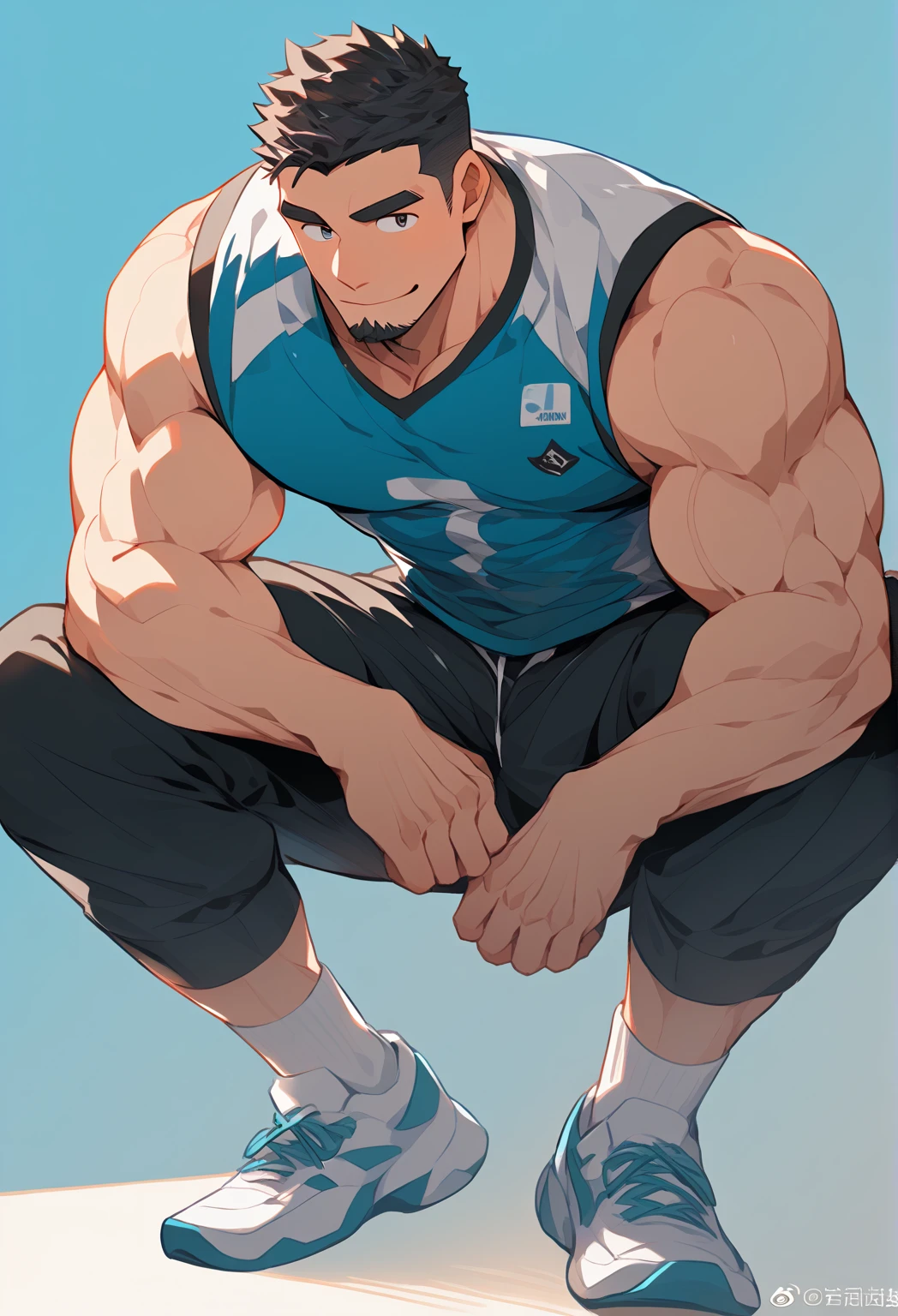 Muscular man in Adidas clothing