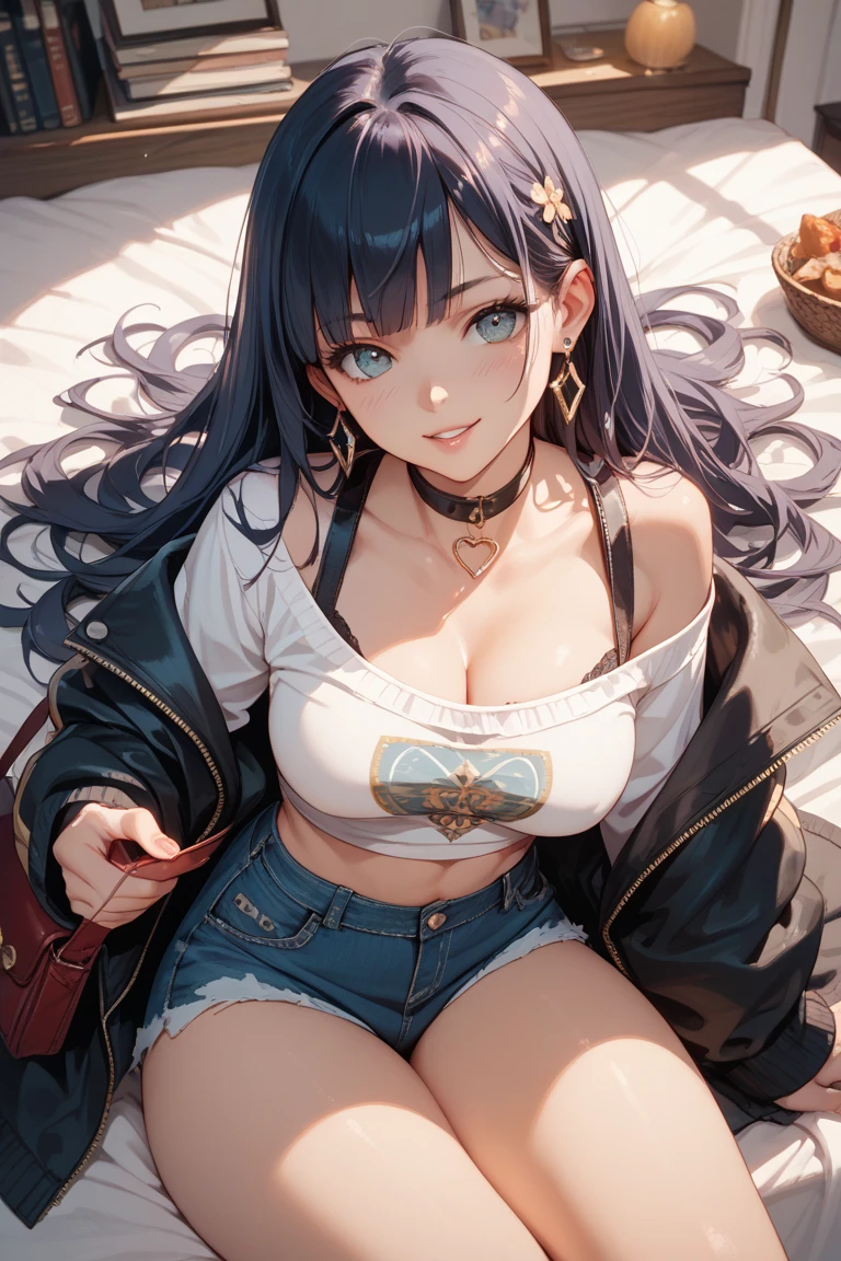 masterpiece, best quality,1girl,young girl,brown eyes,long hair,shiny skin,(nice leg line:1.3),thick thighs,thin waist,huge breasts
BREAK
, Black_bodysuit, high-waisted_shorts, platform_sandals, chain_choker_necklace, hoop_earrings,
BREAK
, Department_store,,crowd,depth of field,looking at viewer,squatting,from side,upper body,legsupsexms