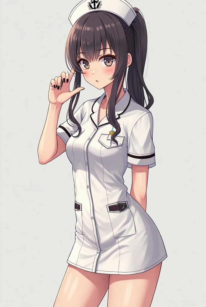 Nsfw. Naked Anime nurse girl, with long black latex gloves, instruments, exam patients vagina, patient horny girl