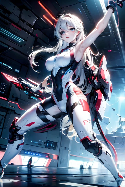 最high quality、high quality、best image quality、8K、最High resolution、High resolution、最high quality、masterpiece、whole body photos、 skin in every detail、 face in every detail、 eyes in every detail、 lips in every detail、 teeth in every detail、 ears with attention to detail、 hair with detailed details、arms with attention to detail、 hands with attention to detail、 fingers with attention to detail、 (fine hands、thumb1reference4)、 legs with attention to detail, feet with attention to detail, 8k, ultra HD, sharp focus, details hair, beautiful hair, details face, beautiful detail eye, details pupil, perfect hand, vibrant colours, soft lighting.
1girl, long hair, hair accessory, style hair, yellow hair and white hair, light green eyes, glow eyes, massive giant breast, tight mecha suit, high tech suit, glowing suit, beautiful suit, small thigh, slim body, random pose,
ruins, wind blows, sunset, evening, clear sky, carry sickle