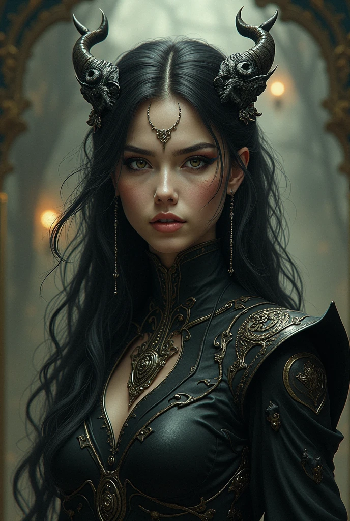 analog style, ((intricate details)), full torso shot, cold lighting, beautiful, ((pale gothic evil princess)), (black hair), (intricate), ((skeletal skimpy onyx dress armor)), ((skimpy)), ((intricate pointed obsidian crown)), ((intense shadows)), ((thick outlines)), dynamic pose, windblown hair, perfect face, (realistic eyes), round iris, (((red eyes))), perfect eyes, intricate, complex, Helios 44-2, swirly bokeh, trending on artstation, sharp focus, studio photo, intricate details, highly detailed, sharp, dnd character portrait, perfect lighting, (((illustration style, Masterpiece, by artgerm and greg rutkowski))), cinematic lighting, 8k