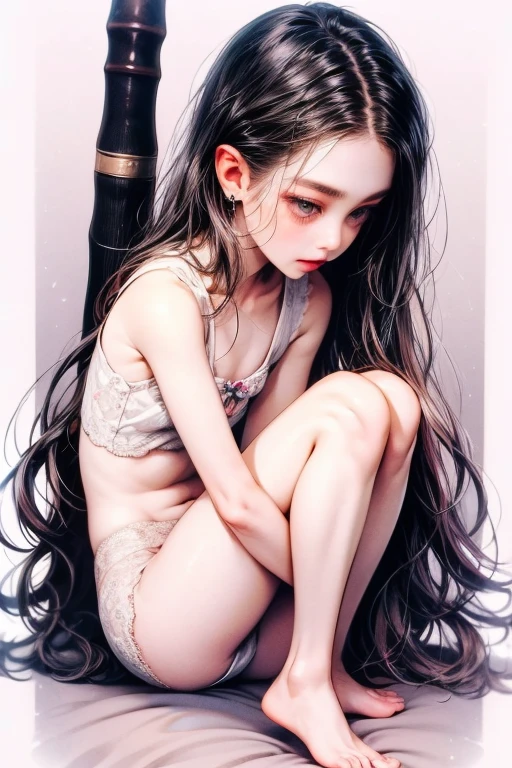 topless、 a high resolutionCGを組み合わせた8K壁紙、very detailedな 8k CG 壁紙、(top quality)、a high resolution、very detailed、ultra sharp、Cinema Lighting、one girl 、(cute face、detailed face、Young face)、(black hair、Straight long hair:1.4)、(Red cheeks)、(Small breasts:1.5)、(flat chest:1.5)、(skinny body:1.3)、(girl 12 years old:1.5)、、(smile:1.3)、attractive eyes、(get wet in the rain:1.4)、full height, full length, whole body, narrow hips, naked,